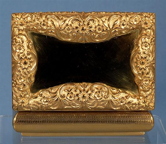 A William IV double compartment silver gilt table snuff box, Length 5”/123mm Width 3 ½”/86mm Weight: 13.3oz/377grms